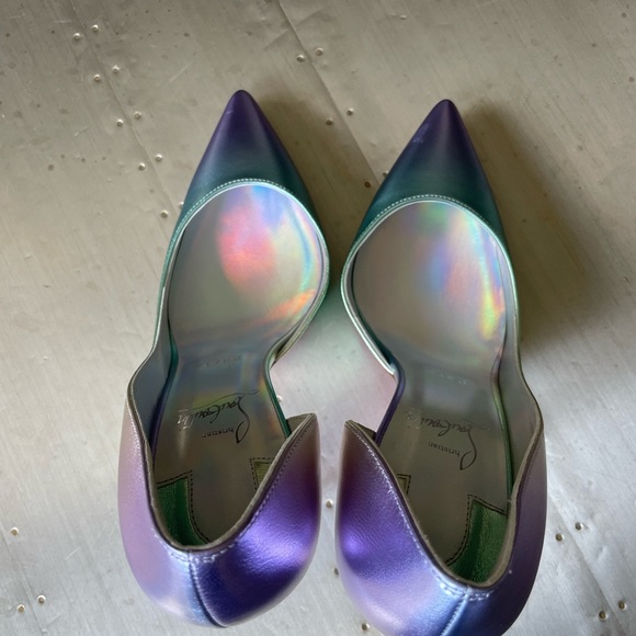 Christian louboutin iriza 100mm pump  iridescent licorne silver stiletto sz 38 - Picture 9 of 12